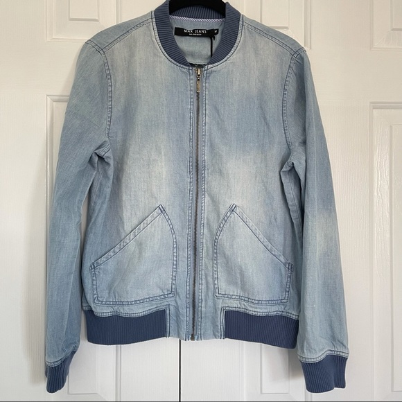 Max Jeans Jackets & Blazers - Max Jeans Denim Looking Blue Jacket Front Zipper M